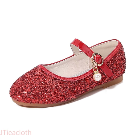 JTieacloth Sparkly Girls Sandals With Fashionable T Strap Design For And Performances Comfortable Lightweight Casual Shoes For Toddler Summer Flat Sandals,Sizes 4 Big Kid(12-12.5 Years)