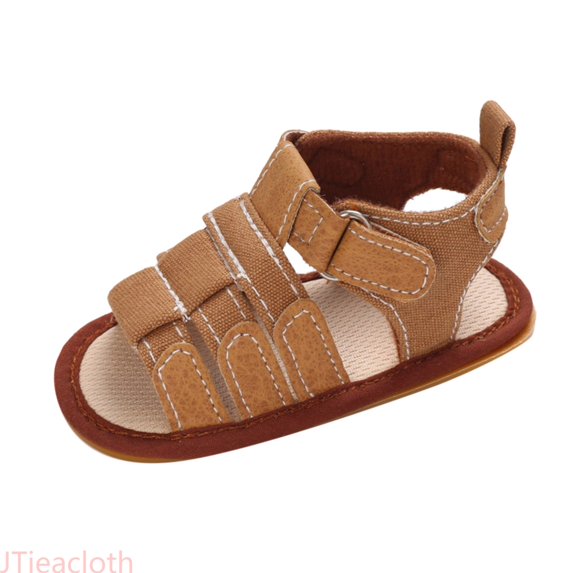 JTieacloth Spring And Summer Children Baby Toddler Shoes Boys And Girls Sandals Flat Bottom Light Open Toe Hook Loop Solid Color Roman Style Lightweight Sandals,Sizes 4 Toddler(0-6 Months)