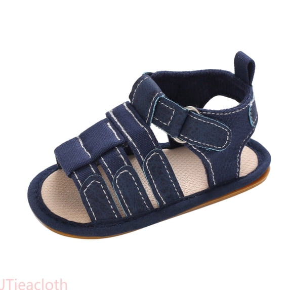 JTieacloth Spring And Summer Children Baby Toddler Shoes Boys And Girls Sandals Flat Bottom Light Open Toe Hook Loop Solid Color Roman Style Lightweight Sandals,Sizes 5 Toddler(6-12 Months)