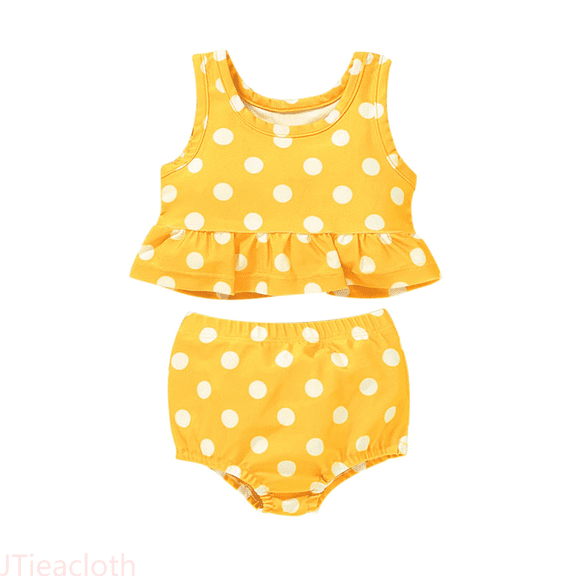 JTieacloth Summer Baby Girls Ruffles Cartoon Dot Watermelon Printed Two Piece Swimwear Swimsuit Bikini Outfits,Sizes 12-18 Months