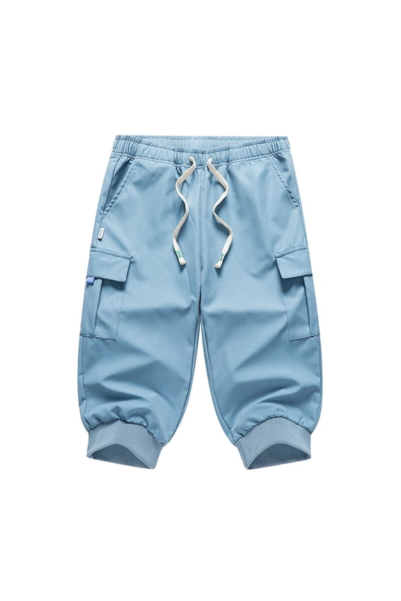 Summer Beach Mens Shorts Summer 25 New Men's Solid Color Sport Screw Strap Shorts,Blue