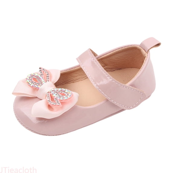 JTieacloth Summer Children Toddler Shoes Girls Sports Flat Bottom Lightweight Shiny Rhinestone Ribbon Bow Solid Color Hook Loop Flats Party School Shoes,Sizes 4 Toddler
