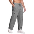 thumbnail image 1 of JTieacloth Summer Long Pants for Men Male Lined Sweatpants Open Bottom Cargo Sweat Pants For Man Wide Leg Cotton Joggers Pants With Pockets Gray, 1 of 5