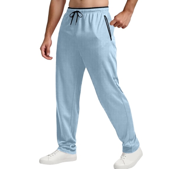 JTieacloth Summer Long Pants for Men Men's Sweatpants Mesh Lightweight With Zip Pockets Breathable Athletic Pants For Workout Running Blue