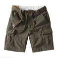 thumbnail image 1 of JTieacloth Summer Men's Loose Straight Leg Casual Retro Heavy Wash Pocket Cargo Quarter Pants Casual Cargo Shorts Green, 1 of 5