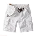 thumbnail image 1 of JTieacloth Summer Men's Loose Straight Leg Casual Retro Heavy Wash Pocket Cargo Quarter Pants Casual Cargo Shorts White, 1 of 5