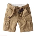 thumbnail image 1 of JTieacloth Summer Men's Loose Straight Leg Casual Retro Heavy Wash Pocket Cargo Quarter Pants Casual Cargo Shorts Yellow, 1 of 4