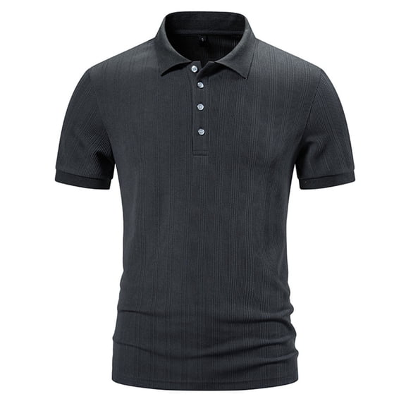 JTieacloth Summer Shirt for Mens Mens Strip Lapel Short Sleeve T Shirt Button Sport Shirt Top Gray M