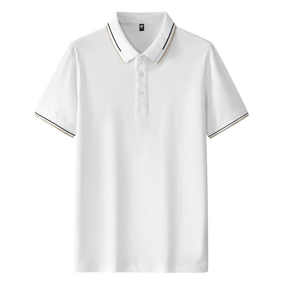 JTieacloth Summer Shirt for Mens Summer Men's Summer Trend Business Casual Breathable Short Sleeve Lapel Top White L