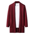 thumbnail image 1 of JTieacloth Sweater Jackets Men's Autumn And Winter Long Solid Color Slim Knit Cardigan Coat(Red), 1 of 3