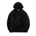 thumbnail image 1 of JTieacloth Sweatshirt Winter Hooded Men's Winter Long Sleeved Hooded Sweatshirt Men's Casual Winter Outdoor Solid Color Long Sleeved Hooded Wool Sweatshirt Black, 1 of 3