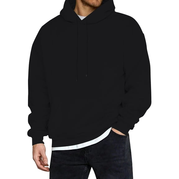 JTieacloth Sweatshirt Winter Hooded Mens Autumn And Winter Letter Oversize Loose Hooded Pullover Sweater Top Blouse Coat Black