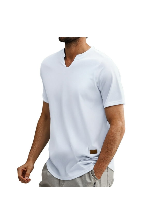 T Shirt Bra Men's Summer V Neck Short Sleeved Striped Fabric T Shirt