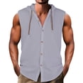thumbnail image 1 of JTieacloth T Shirt Men Male Sleeveless Shirt Summer Casual Button Hooded Hawaii Sleeveless Shirts, 1 of 5