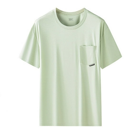 JTieacloth T Shirts for Men Big And Tall Men's Solid Crew Neck Short Sleeve Pocket T Shirt