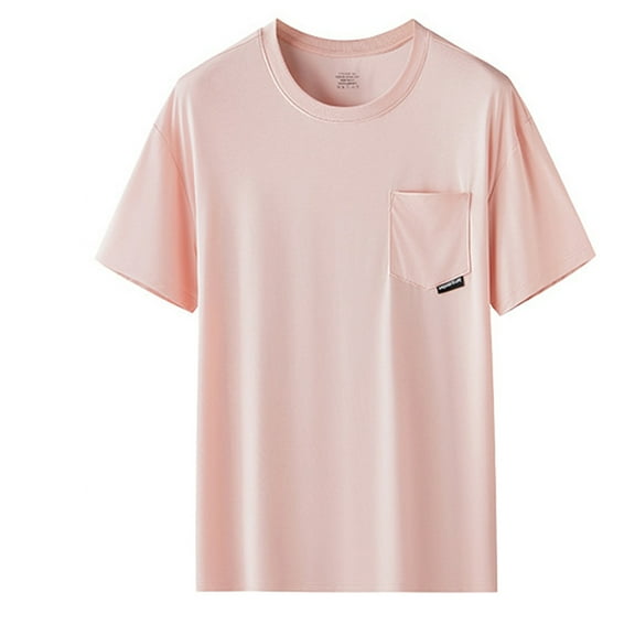 JTieacloth T Shirts for Men Big And Tall Men's Solid Crew Neck Short Sleeve Pocket T Shirt