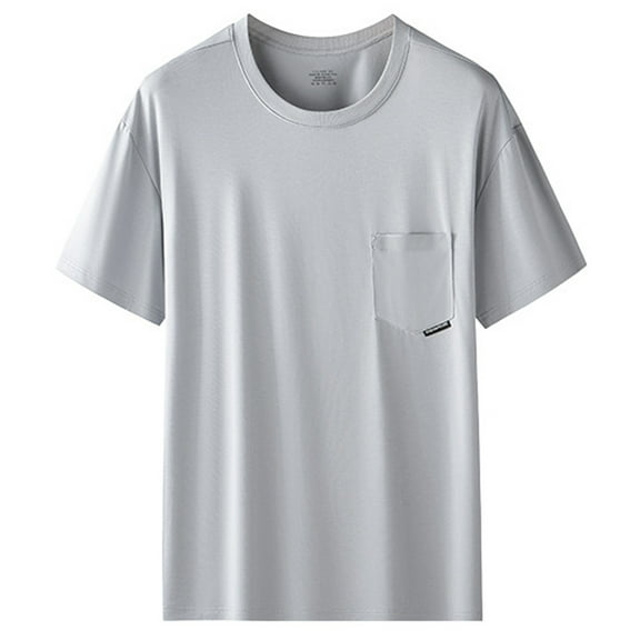 JTieacloth T Shirts for Men Big And Tall Men's Solid Crew Neck Short Sleeve Pocket T Shirt