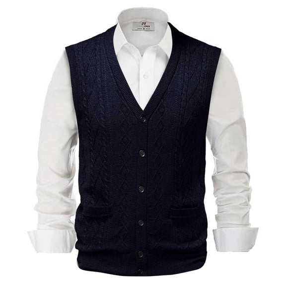 JTieacloth Tall T Shirts Male Autumn And Winter Buckle Sweater Vest Vest V Neck Pure Color Wool Collarless Shirt Combined Body Type Non Hooded Pocket Vest Sweater Vest