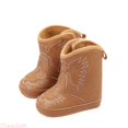thumbnail image 1 of JTieacloth Toddler Ankle Boots Fall And Winter Baby Boots Cowboy Boots 0 12 Months Old Baby Fashion Embroidered Cartoon Mid Calf Boots,Yellow, 1 of 6