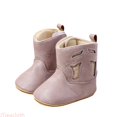 thumbnail image 1 of JTieacloth Toddler Boots Leather Western Boots Cowboy Bootie Soft Sole Nonslip Crib Shoes For Baby Toddler Girls Boys ,Pink, 1 of 6