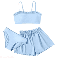 thumbnail image 1 of JTieacloth Toddler Girl's 2 Piece Swimsuits Soild Color Bikini Rullfe Bathing Suit Briefs Girls Bikini Swimwear Set,Sizes 8-10 Years, 1 of 5