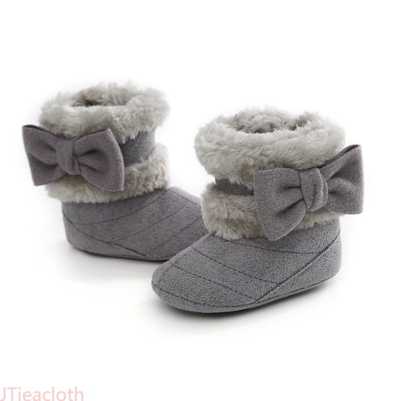 JTieacloth Toddler Girls Ankle Boots Baby Boy Girl Boots Shoes Winter Snow Bowknot Soft Sole Warm Toddler Prewalker Booties,Gray
