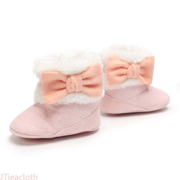 JTieacloth Toddler Girls Ankle Boots Baby Boy Girl Boots Shoes Winter Snow Bowknot Soft Sole Warm Toddler Prewalker Booties,Pink