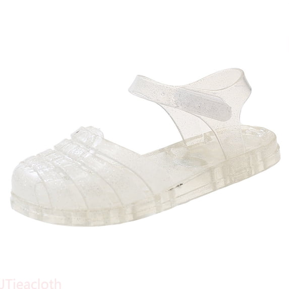 JTieacloth Toddler Girls Jelly Sandals Closed Toe Princess Summer Shoes Water Beach Flat Sandals,Sizes 12.5 Little Kid