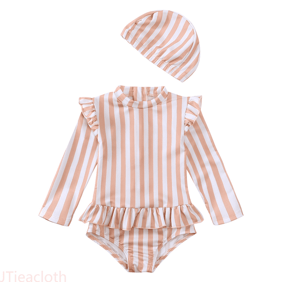 JTieacloth Toddler Kids Girl Swimsuit Floral Print Long Sleeve One Piece Bathing Suit Bikini Tankini Swimwear,Sizes 5-6 Years