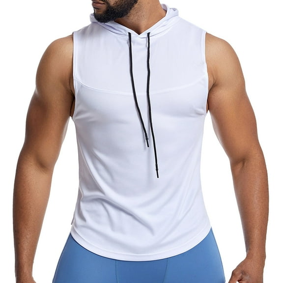JTieacloth Top Hanger Male Sports Vest Men's Mesh Breathable Fitness Vest Sweaty Running Hooded Basketball Vest