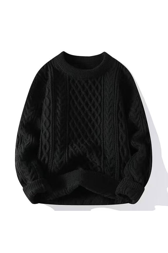 Warm Cardigan Sweaters Autumn And Winter Men's Lazy Senior Sense Of Thick Knitted Jacket Christmas Couple Line Clothing(Black)