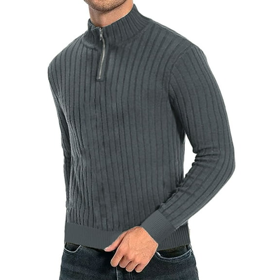JTieacloth Warm Cardigan Sweaters Male Autumn And Winter Half Turtleneck Zipper Sweater Long Sleeve Sweater Sweater Casual Pullover(Gray)