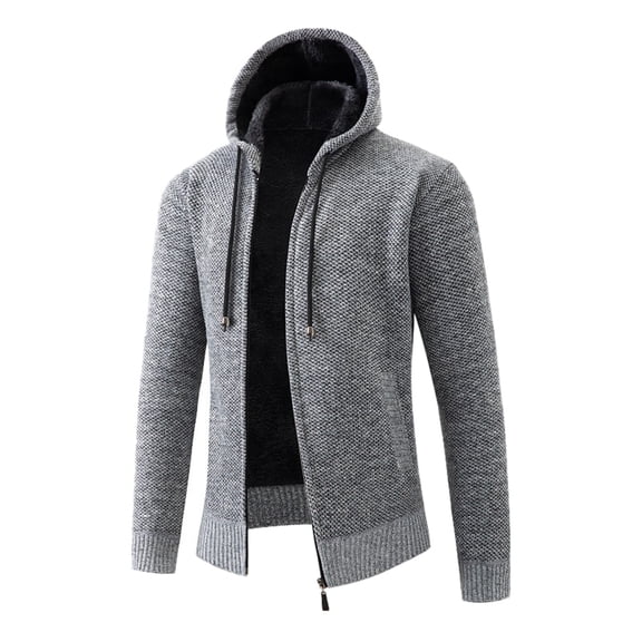 JTieacloth Warm Cardigan Sweaters Men's Casual Cardigan Sweaters Full Zip Sweaters Knitted Cardigan With Pockets(Gray)