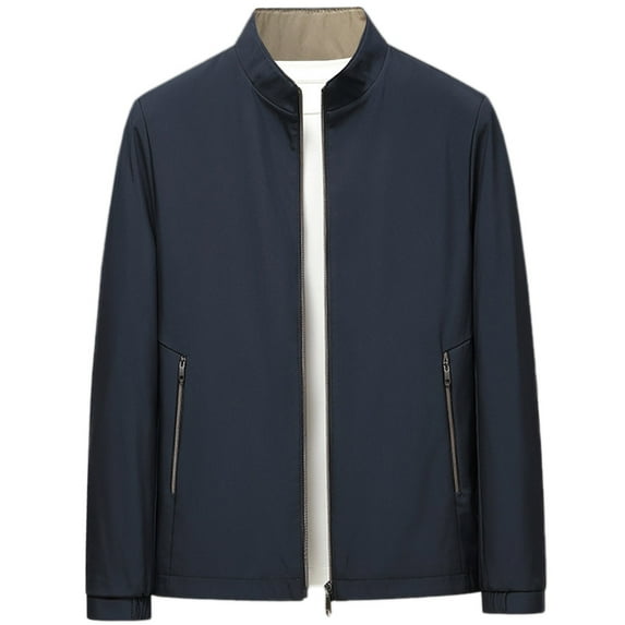 JTieacloth Warm Winter Coats European Solid Color Aviation Jacket Men Loose Trendy Comfortable Zipper Cardigan Lightweight Casual Jacket Blue