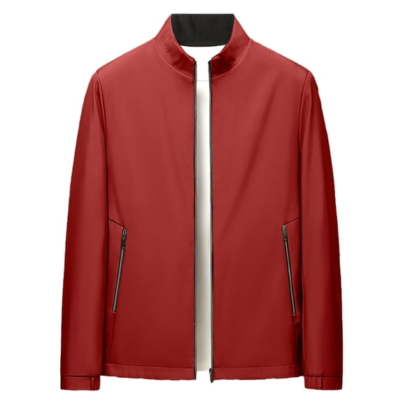 JTieacloth Warm Winter Coats European Solid Color Aviation Jacket Men Loose Trendy Comfortable Zipper Cardigan Lightweight Casual Jacket Red