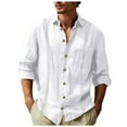 thumbnail image 1 of JTieacloth Wedding Button Down Shirt Men's Long Sleeve Lapel Shirt Casual Solid Holiday Cardigan Shirts Tops White, 1 of 5