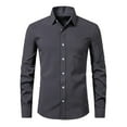thumbnail image 1 of JTieacloth Wedding Button Down Shirt Mens Shirt Solid Color Casual Long Sleeved Lapel Slim Fit Shirt Gray, 1 of 5