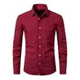 thumbnail image 1 of JTieacloth Wedding Button Down Shirt Mens Shirt Solid Color Casual Long Sleeved Lapel Slim Fit Shirt Red, 1 of 5
