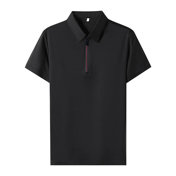 JTieacloth Wedding Button Down Shirt Mens Zipper Shirt Casual Quarter Zip Tee Shirt Vintage Short Sleeve Collared T Shirt Summer Pullover Tshirt Black