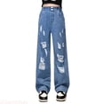 thumbnail image 1 of JTieacloth Wide Leg Jeans for School "Girls' Fashionable Distressed Denim Jeans & Wide Leg Pants For Spring & Autumn",Sizes A, 1 of 7