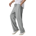 thumbnail image 1 of JTieacloth Wide Leg Pants for Men Men's Casual Linen Pants Comfortable Breathable Lightweight Relaxed Fit Solid Color Summer Trousers With Pockets For Outdoor Travel Gray, 1 of 6