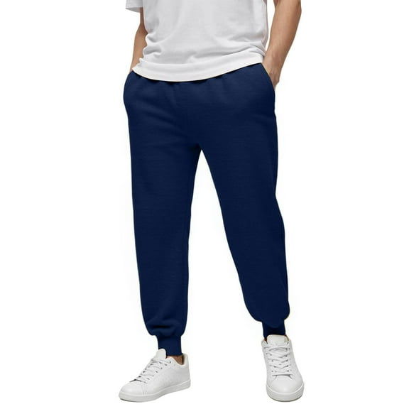JTieacloth Wide Leg Pants for Men Solid Color Casual Jogger Pants With Elastic Cuffs Comfortable Tapered Sweatpants For Daily Wear And Outdoor Activities Blue