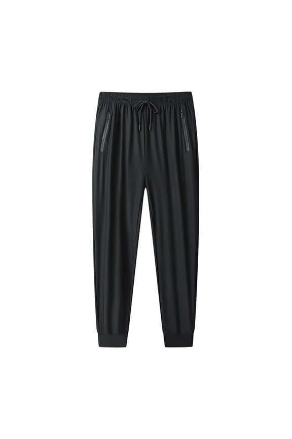 Wide Leg Pants for Men Men's Breathable Loose Fit Air Conditioning Sports Pants Ice Silk Trousers For Summer Outdoors Black