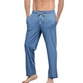 thumbnail image 1 of JTieacloth Wide Leg Pants for Men Men's Daily Casual Home Solid Full Length Pants Mid Waist Pocket Drawstring Pant Trouser Blue, 1 of 5