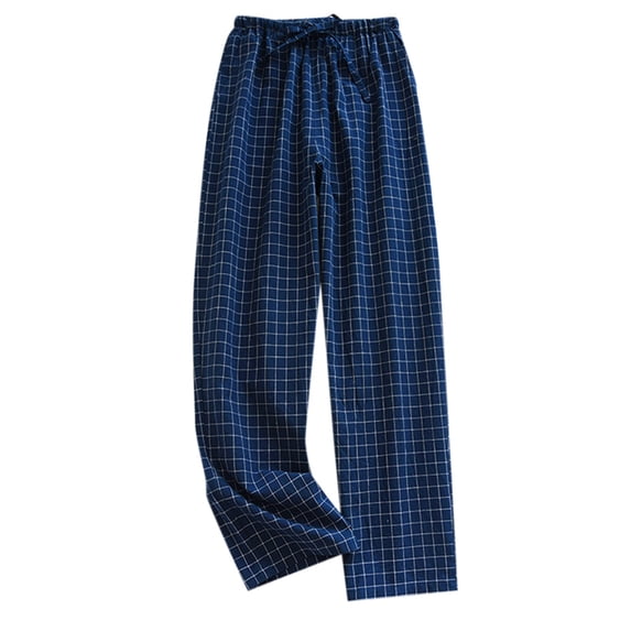 JTieacloth Wide Leg Pants for Men Spring And Summer Thin Day System Plaid Home Pants Loose Home Pajama Pants Blue
