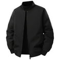 thumbnail image 1 of JTieacloth Windproof Jackets Men's Casual Jacket Lightweight Loose Fit Outdoor Spring Fall Daily Wear Comfortable Plain Color Coat For Layering With Pants Black, 1 of 2