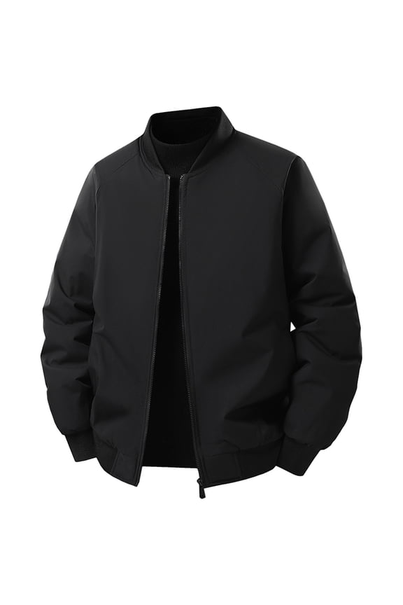 Windproof Jackets Men's Casual Jacket Lightweight Loose Fit Outdoor Spring Fall Daily Wear Comfortable Plain Color Coat For Layering With Pants Black