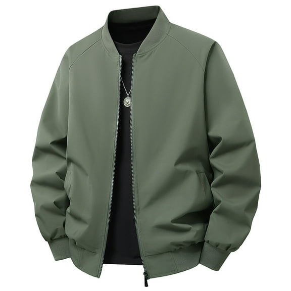 JTieacloth Windproof Jackets Men's Casual Jacket Lightweight Loose Fit Outdoor Spring Fall Daily Wear Comfortable Plain Color Coat For Layering With Pants Green