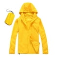 thumbnail image 1 of JTieacloth Windproof Jackets Mens Four Seasons Solid Color Packable Rain Jacket Lightweight Windproof Raincoat With Hood Outdoor Rain Gear Travel Hiking Cycling Yellow, 1 of 6