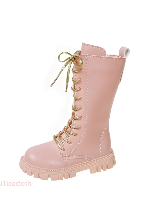 Winter Girls Boots Mid Calf Height Durable Comfortable Warm Lined Casual Everyday Wear Non Sole Design For Toddler Kids Footwear,Outdoor Boots Pink